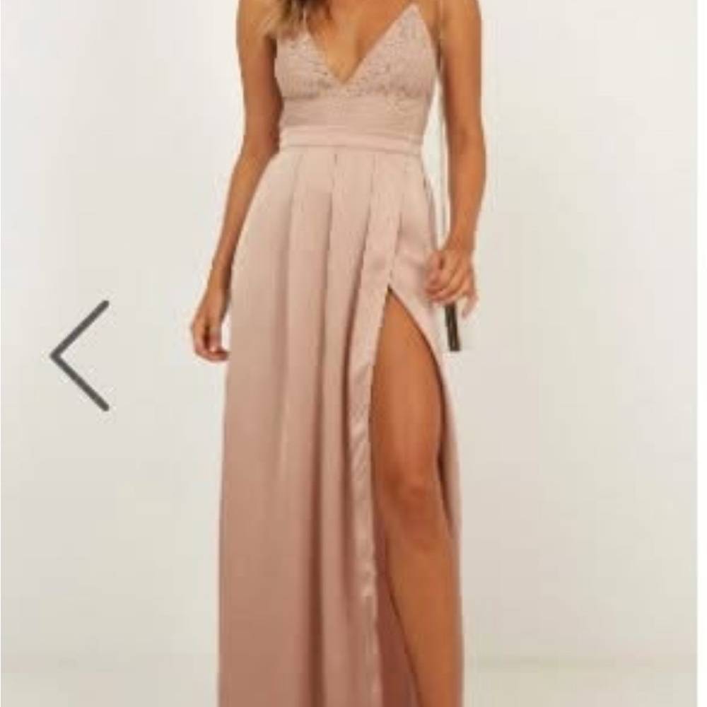 Showpo Blush Maxi Dress with Lace Detail